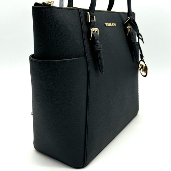 Michael Kors Large Charlotte TZ Tote Bag Black/Gold - Picture 4 of 11